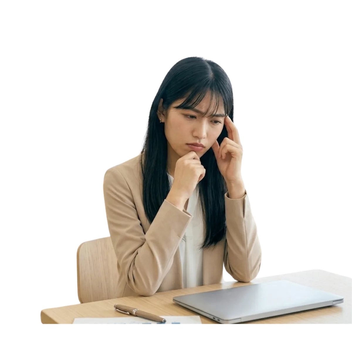 ホームページどうしよう?と悩む女性